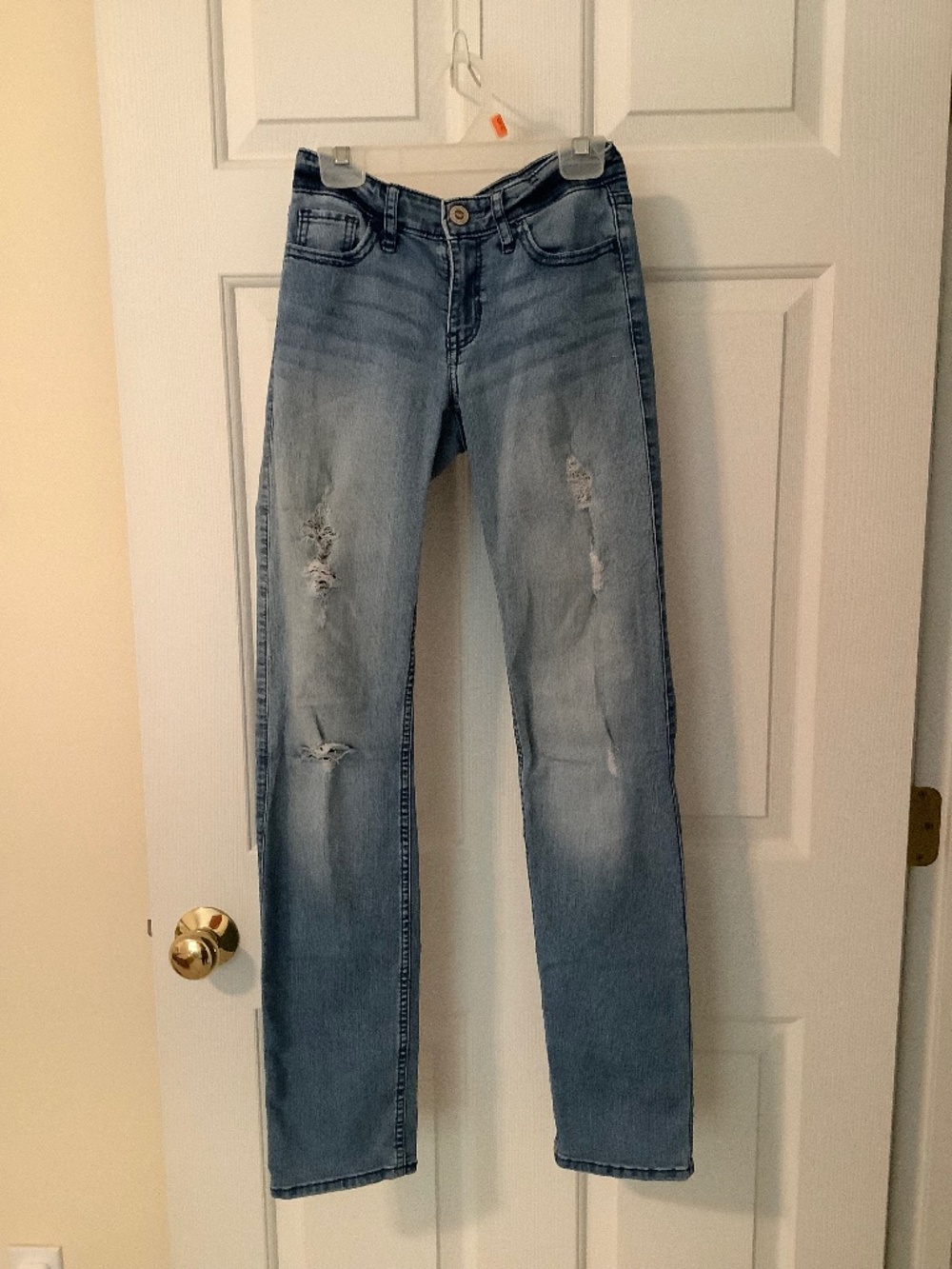 Hollister medium light wash skinny jeans distressed size 1R, W25, L32